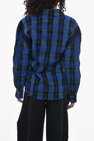 Wool And Cotton Checked Shirt GWEN With Double Pocket