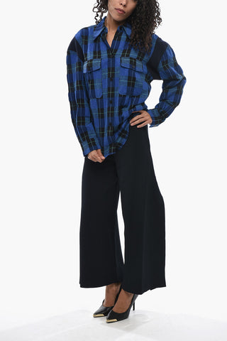 Wool And Cotton Checked Shirt GWEN With Double Pocket