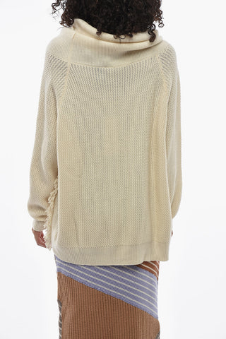 Virgin Wool Turtleneck Sweater With Fringes