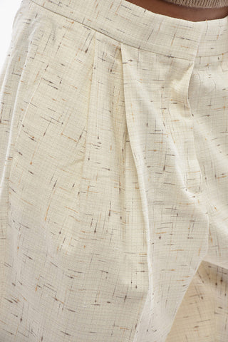 High-Waist Single-Pleat Cotton-Blend Trousers