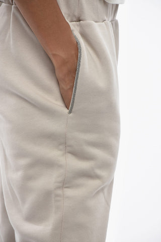 Cotton Fleece Joggers with Sparkling-Effect Details