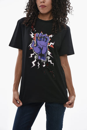 UNIVERSAL STUDIOS X PRADA Crewneck T-Shirt FRANKENSTEIN Printed with Jewel Details