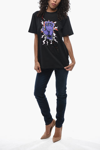 UNIVERSAL STUDIOS X PRADA Crewneck T-Shirt FRANKENSTEIN Printed with Jewel Details