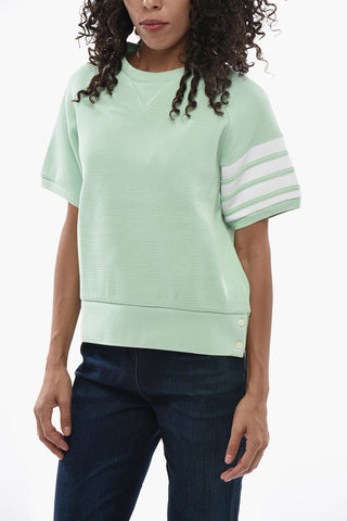 Waffle Cotton Crewneck T-Shirt with Iconic Detail