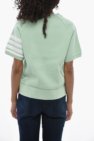 Waffle Cotton Crewneck T-Shirt with Iconic Detail