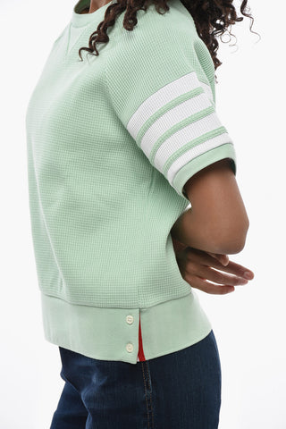 Waffle Cotton Crewneck T-Shirt with Iconic Detail