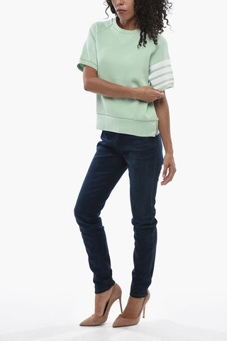 Waffle Cotton Crewneck T-Shirt with Iconic Detail
