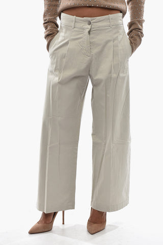 Stretch Cotton Trousers with One Pleat
