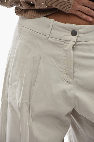 Stretch Cotton Trousers with One Pleat