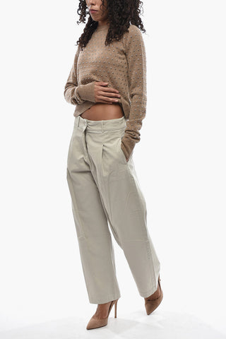 Stretch Cotton Trousers with One Pleat