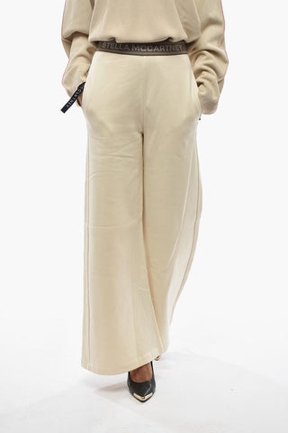 Flared Brushed Cotton Joggers With Logo Elastic Waistband