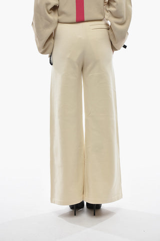 Flared Brushed Cotton Joggers With Logo Elastic Waistband
