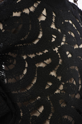 Openwork Wool-Blend Sweater with Ribbed Edges
