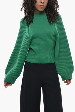 Cashmere Ribbed Crewneck Sweater with Raglan Sleeves