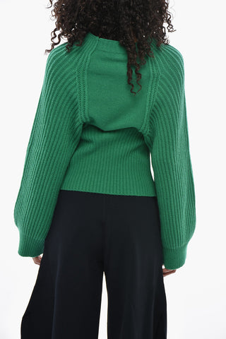 Cashmere Ribbed Crewneck Sweater with Raglan Sleeves
