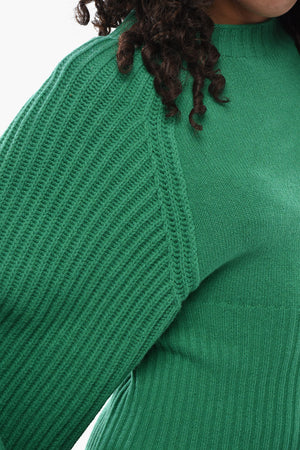 Cashmere Ribbed Crewneck Sweater with Raglan Sleeves