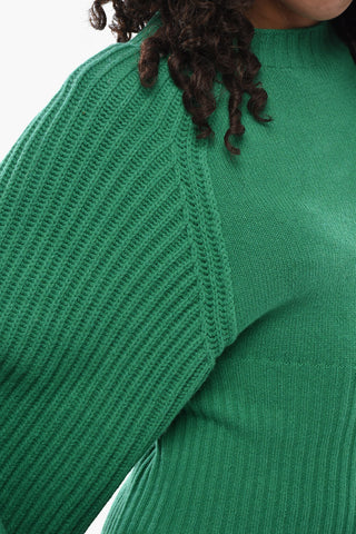 Cashmere Ribbed Crewneck Sweater with Raglan Sleeves