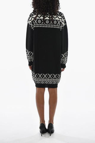 COUTURE! Long-Sleeve Knit Dress with Teddy Bear Embroidery