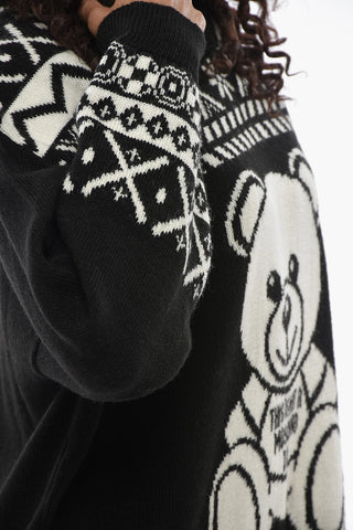 COUTURE! Long-Sleeve Knit Dress with Teddy Bear Embroidery