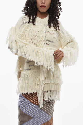 Maglia Girocollo in Misto Alpaca con Frange