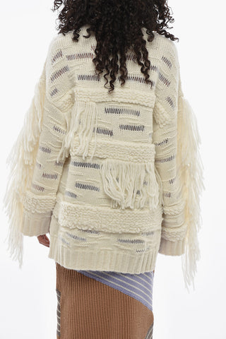 Alpaca-Blend Crewneck Sweater With Fringes