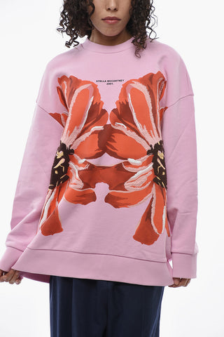 Brushed Cotton Crewneck Sweatshirt GIANT FLOWERS