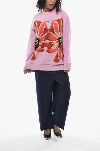 Brushed Cotton Crewneck Sweatshirt GIANT FLOWERS