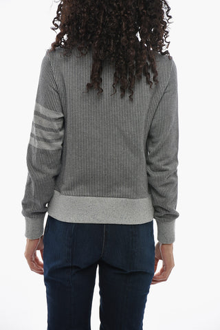 Ribbed Cotton and Silk Sweater with Zip Closure