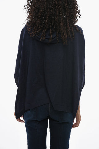 Virgin Wool Cape with Hood and Sequin Details
