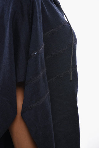 Virgin Wool Cape with Hood and Sequin Details