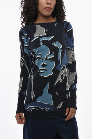 Patterned Virgin Wool Crewneck Sweater