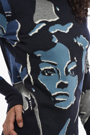 Patterned Virgin Wool Crewneck Sweater
