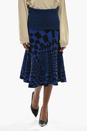 Flared Virgin Wool Skirt With Geometric Pattern