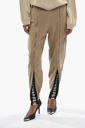 Knit Trousers with Front Zip and Logo Inserts