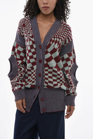 Cardigan Mit Geometrischem Muster Und Cut-Out-Details