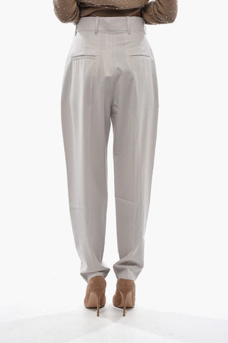 Virgin Wool Trousers with Double Pleats