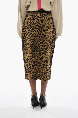 Knit Pencil Skirt with Animal Print