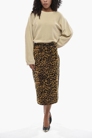 Knit Pencil Skirt with Animal Print