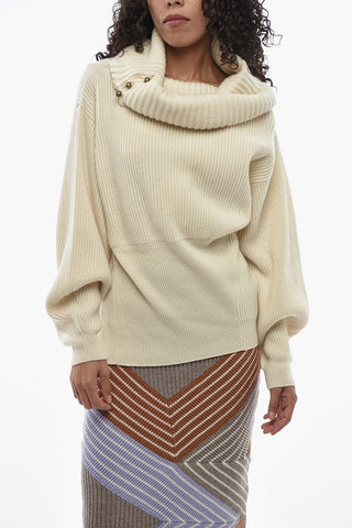 Cashmere and Wool Turtleneck with Metal Details