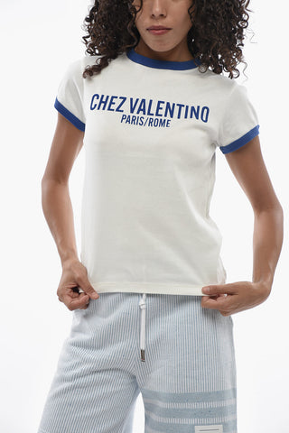 Cotton Jersey Crewneck T-Shirt with Printed Logo