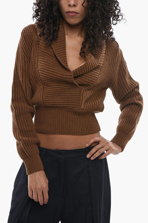SFILATA Ribbed Wool-and-Cashmere Sweater with Deep V-Neck