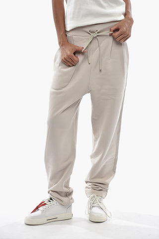 Cotton Fleece Joggers with Double Pleats and Sparkling-Effect Details