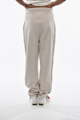 Cotton Fleece Joggers with Double Pleats and Sparkling-Effect Details