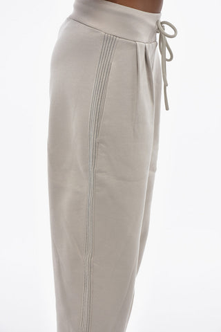 Cotton Fleece Joggers with Double Pleats and Sparkling-Effect Details