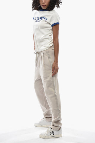 Cotton Fleece Joggers with Double Pleats and Sparkling-Effect Details