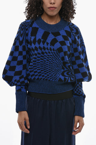 Virgin Wool Crewneck Sweater With Geometric Pattern