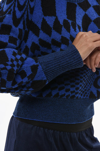 Virgin Wool Crewneck Sweater With Geometric Pattern