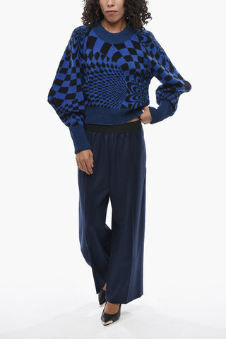Virgin Wool Crewneck Sweater With Geometric Pattern