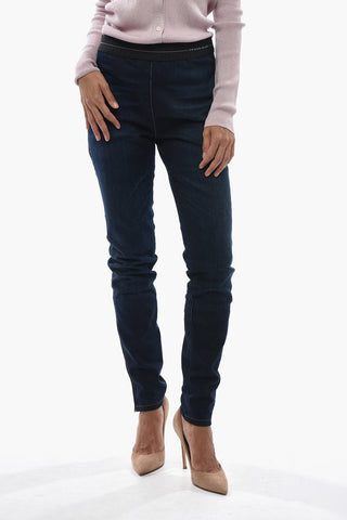 Stretch Denim Leggings with Side Zip