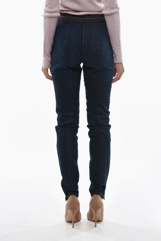 Stretch Denim Leggings with Side Zip